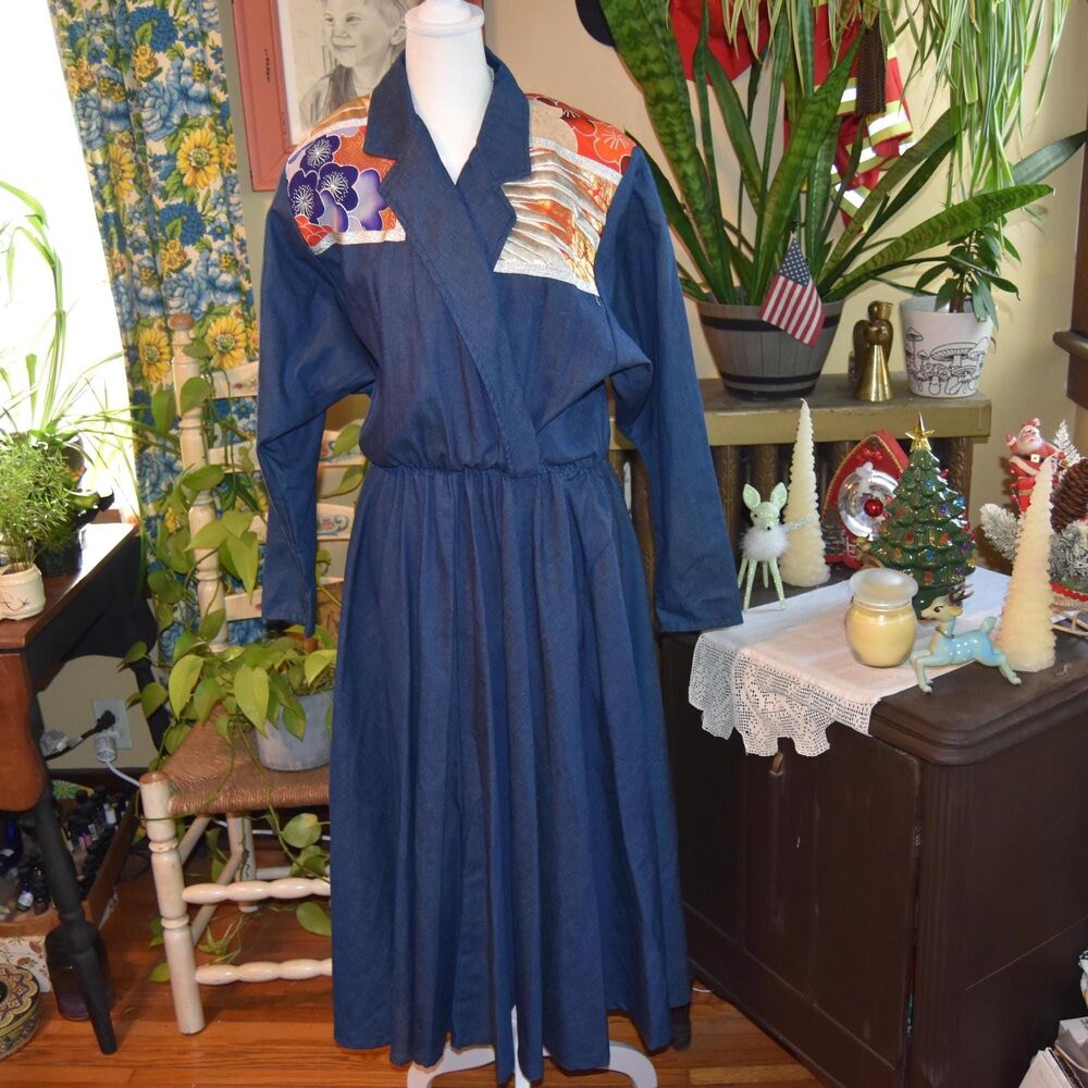 NWT Vintage SACHI New York Denim Dress Western Style Patchwork Womens Size 1X